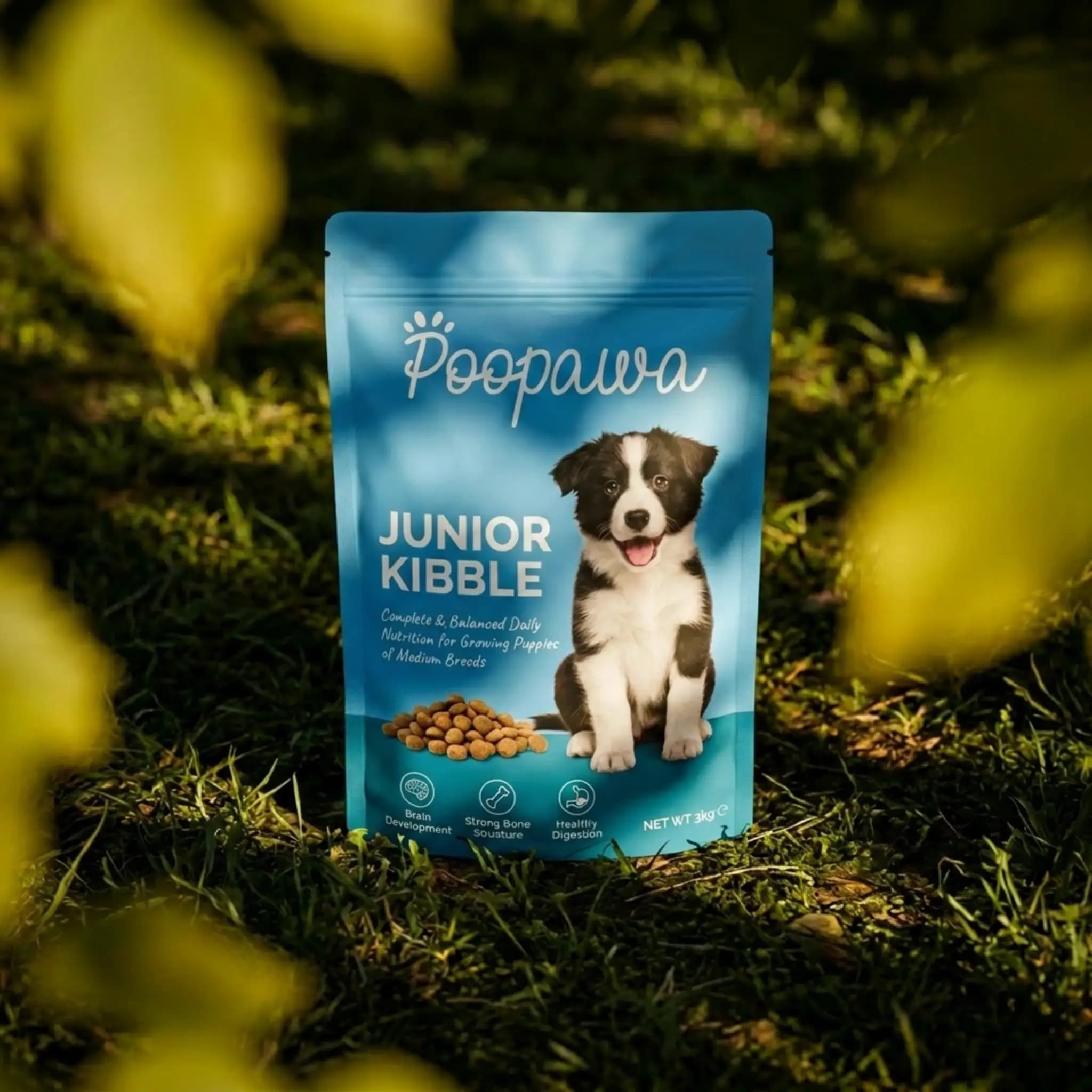 Poopawa granule pre psy v záhrade / Poopawa dog kibble outdoors in the garden